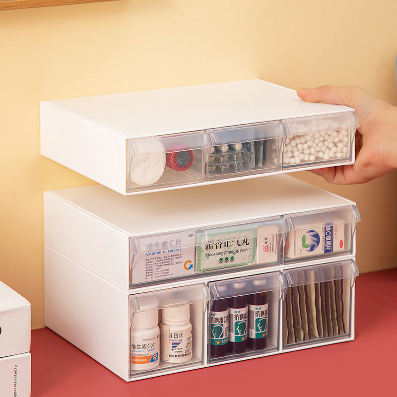 Drawer-Type Emergency Medicine Storage Box for Home — clear
