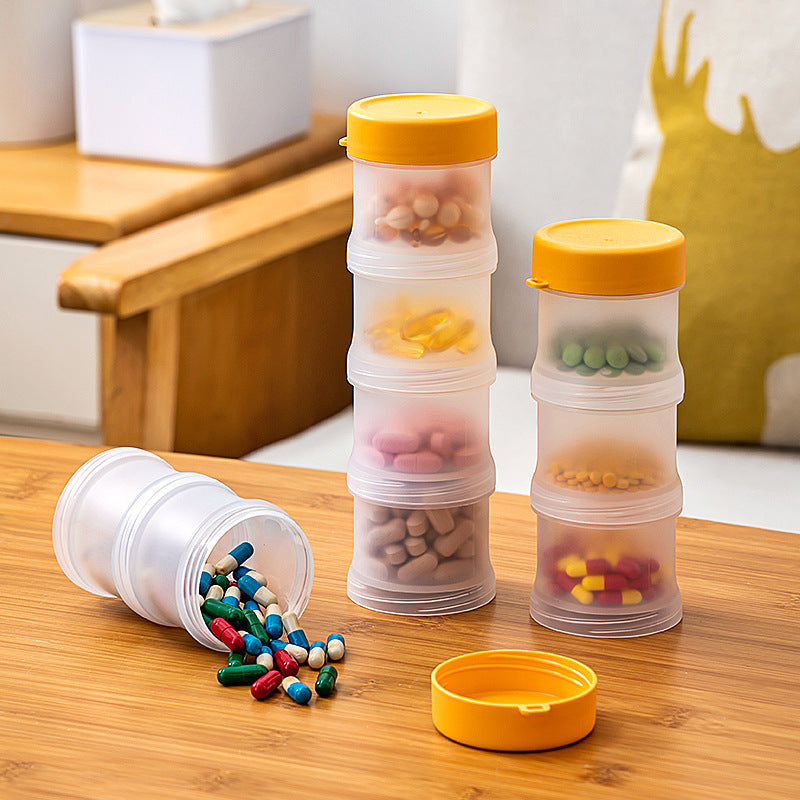 Mini 7 Day Compartment Medicine Storage Box — Short three-layer-orange