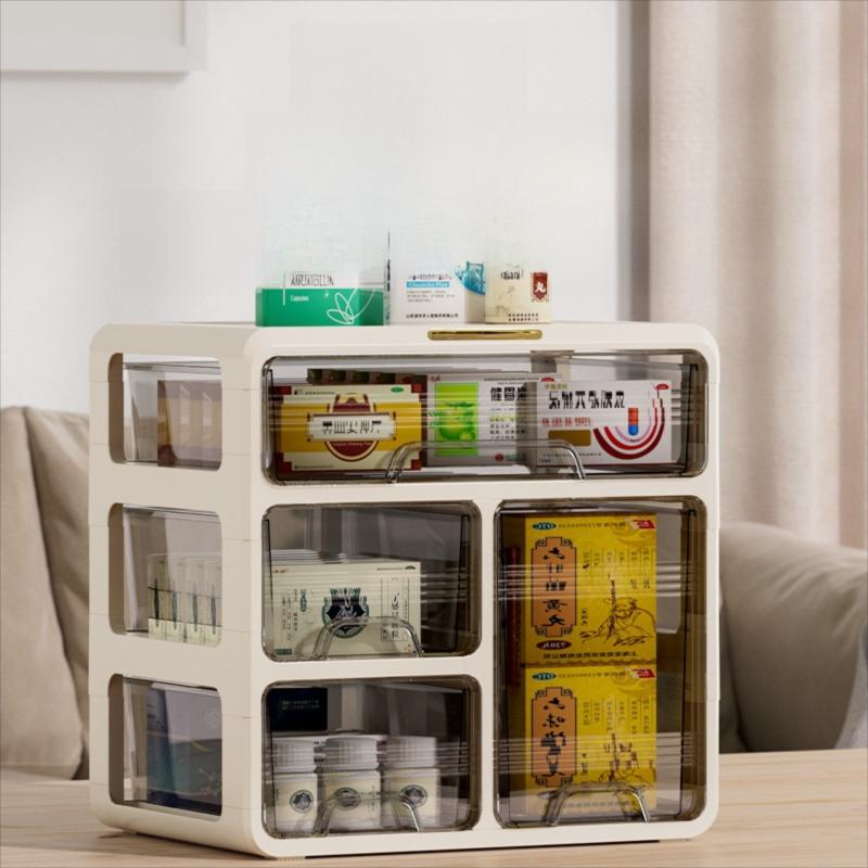 Large Capacity Multi Layer Drawer Medicine Storage — single-tier cream