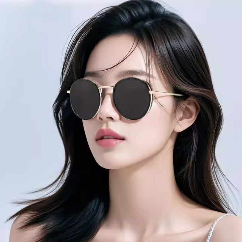 Orange frame premium retro round frame sunglasses for women uv protection