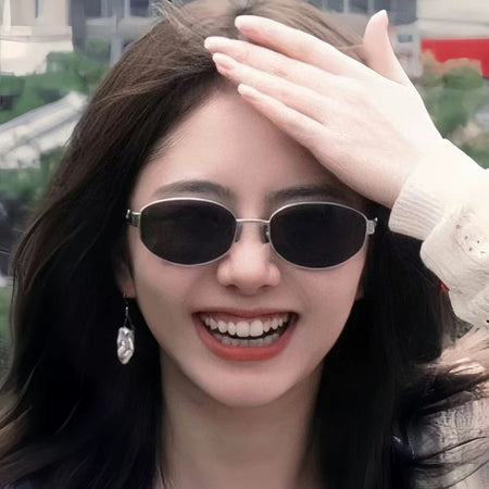 Premium oval metal sunglasses for women uv protection