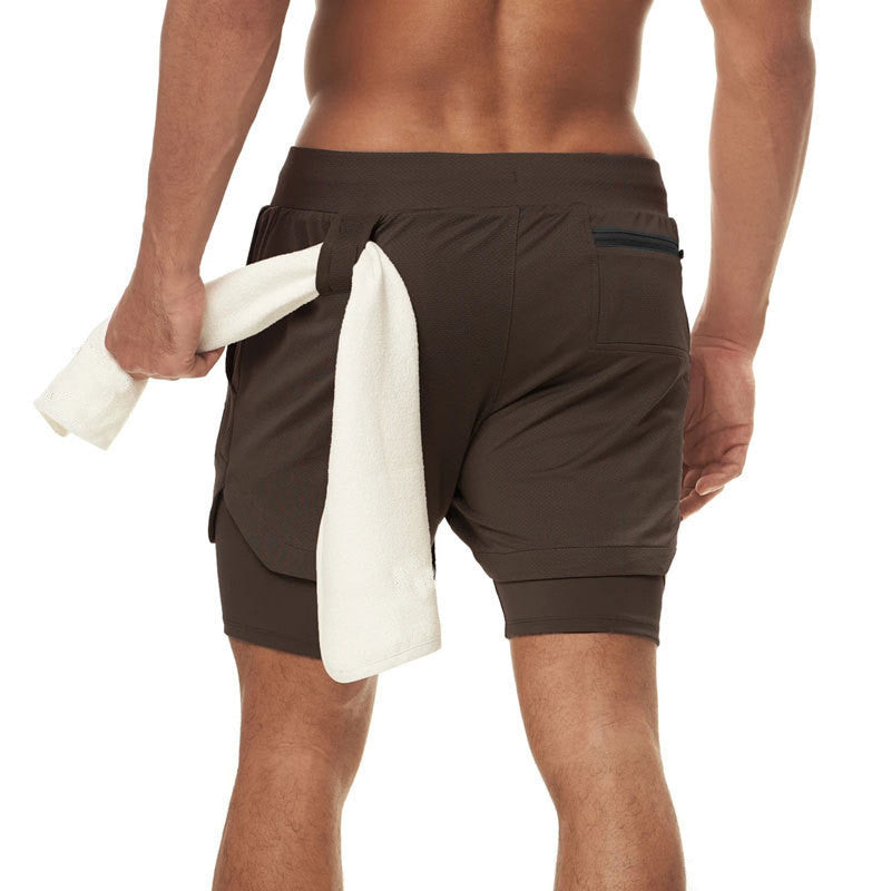 Men's Double-Layer Marathon and Fitness Shorts for High-Endurance