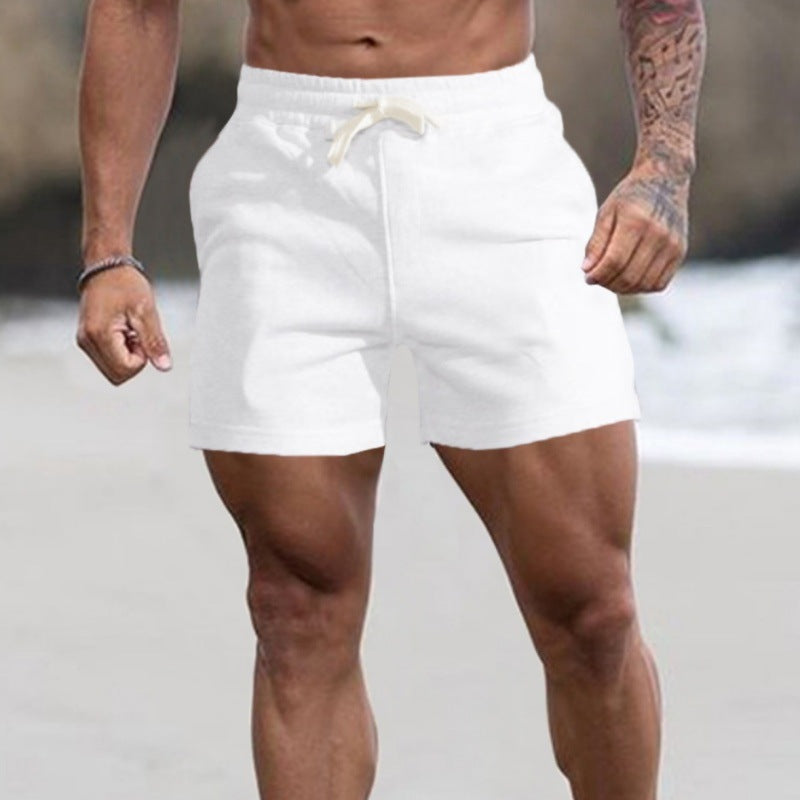 White men's shorts - casual shorts with elastic waistband for active and leisure wear