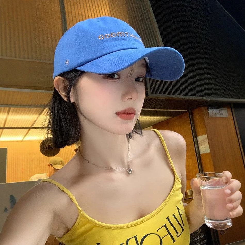 Korean Style Letter Embroidery Baseball Cap Blue Duckbill Hat