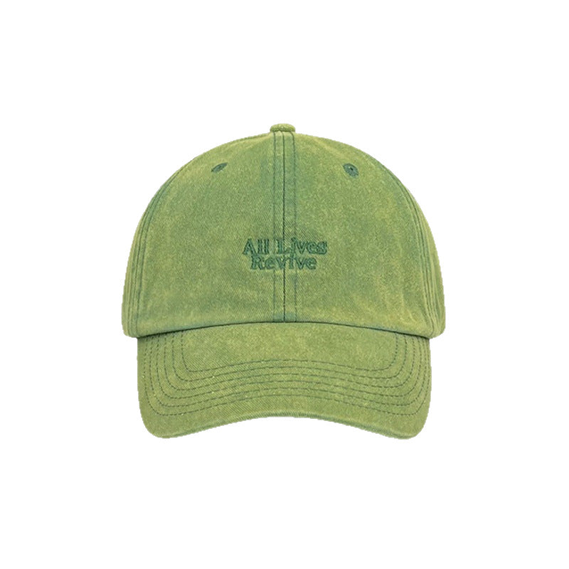 Green japanese retro washed baseball cap embroidered duckbill hat