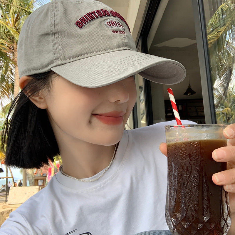 Korean Style Wide Brim Baseball Cap Women Big Head Sun Hat