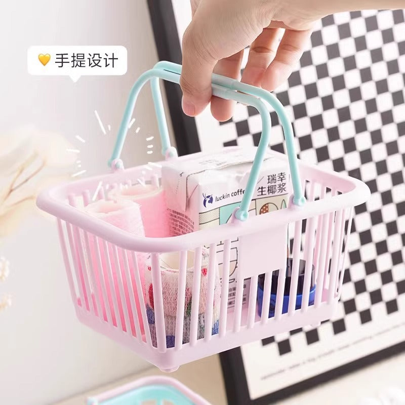 Cute Mini Desktop Storage Basket for Stationery & Cosmetics