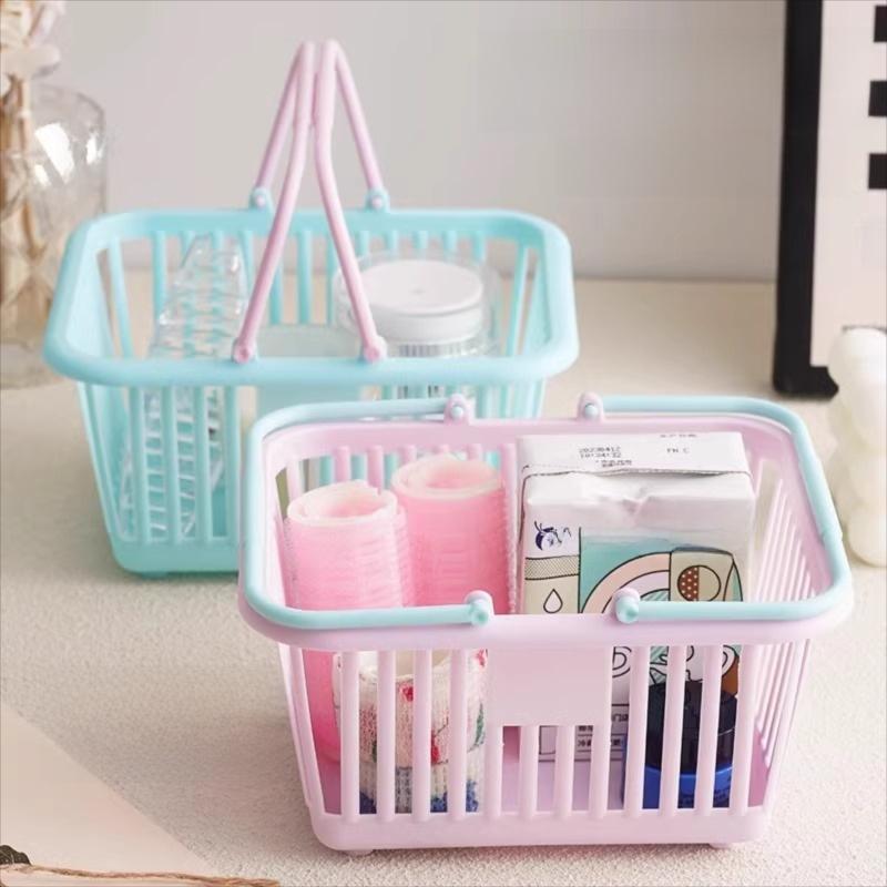 Cute Mini Desktop Storage Basket for Stationery — cream