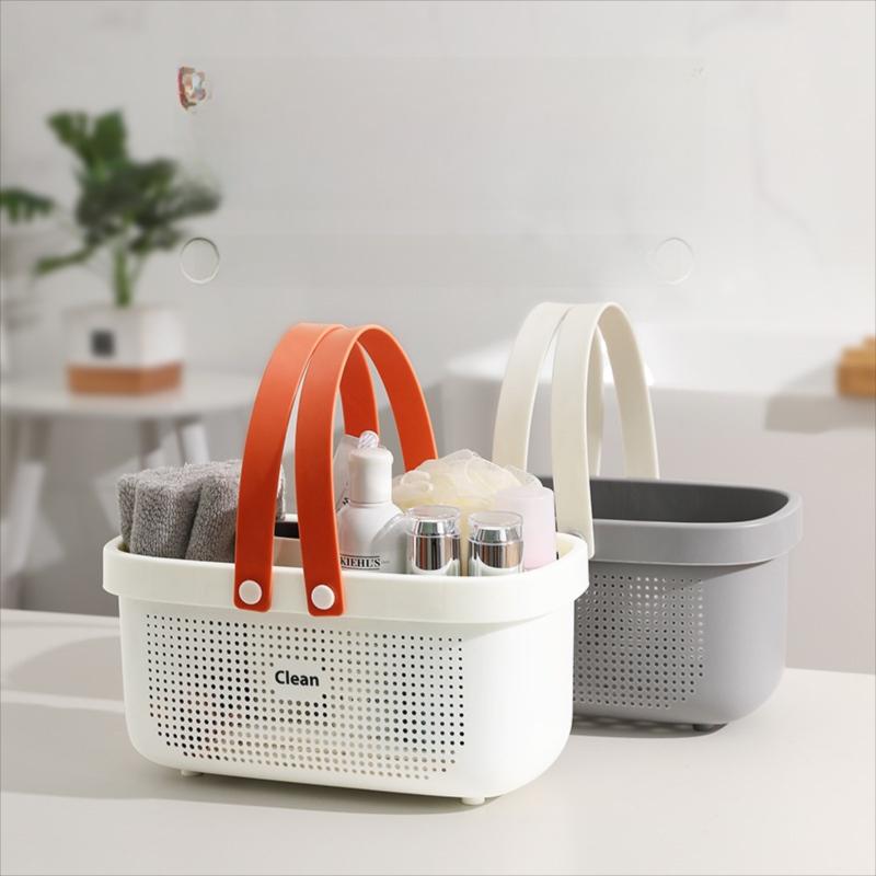 Portable Plastic Bath Basket for Bathroom & — white