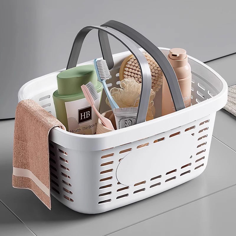 Portable Draining Bath Basket for Bathroom Toiletries — white