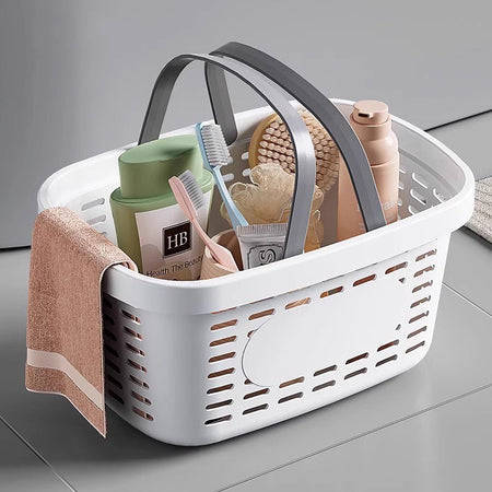 Portable Draining Bath Basket for Bathroom Toiletries — white