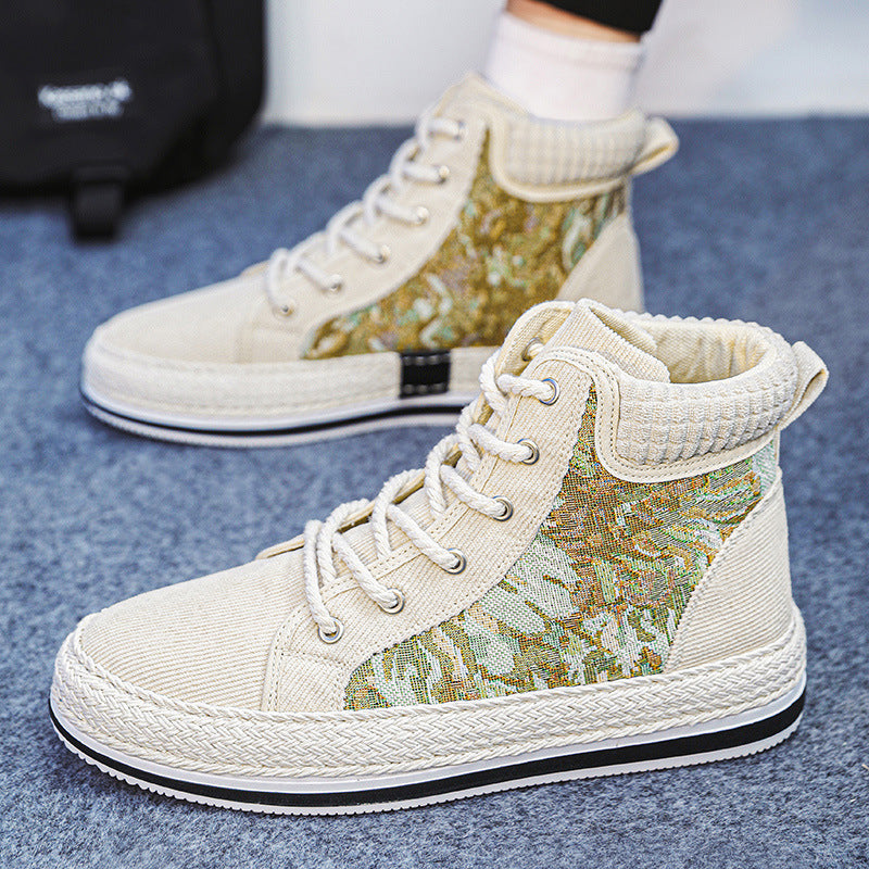 Men's Chinese-Style Corduroy High-Top Sneakers