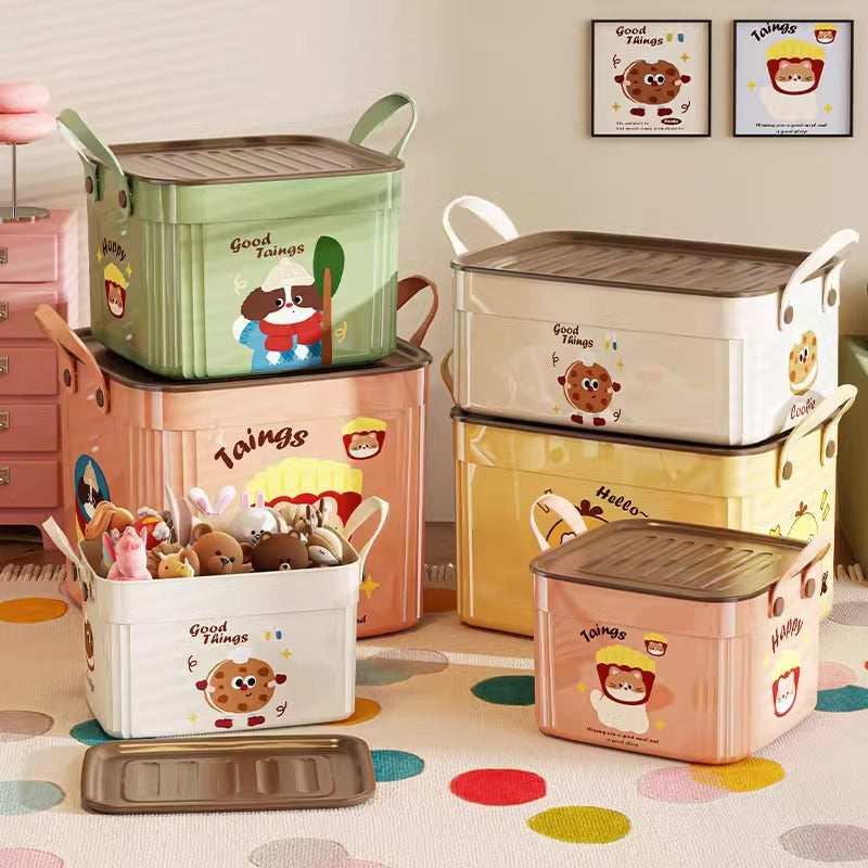 Cartoon Storage Box with Lid for Toys, — pink