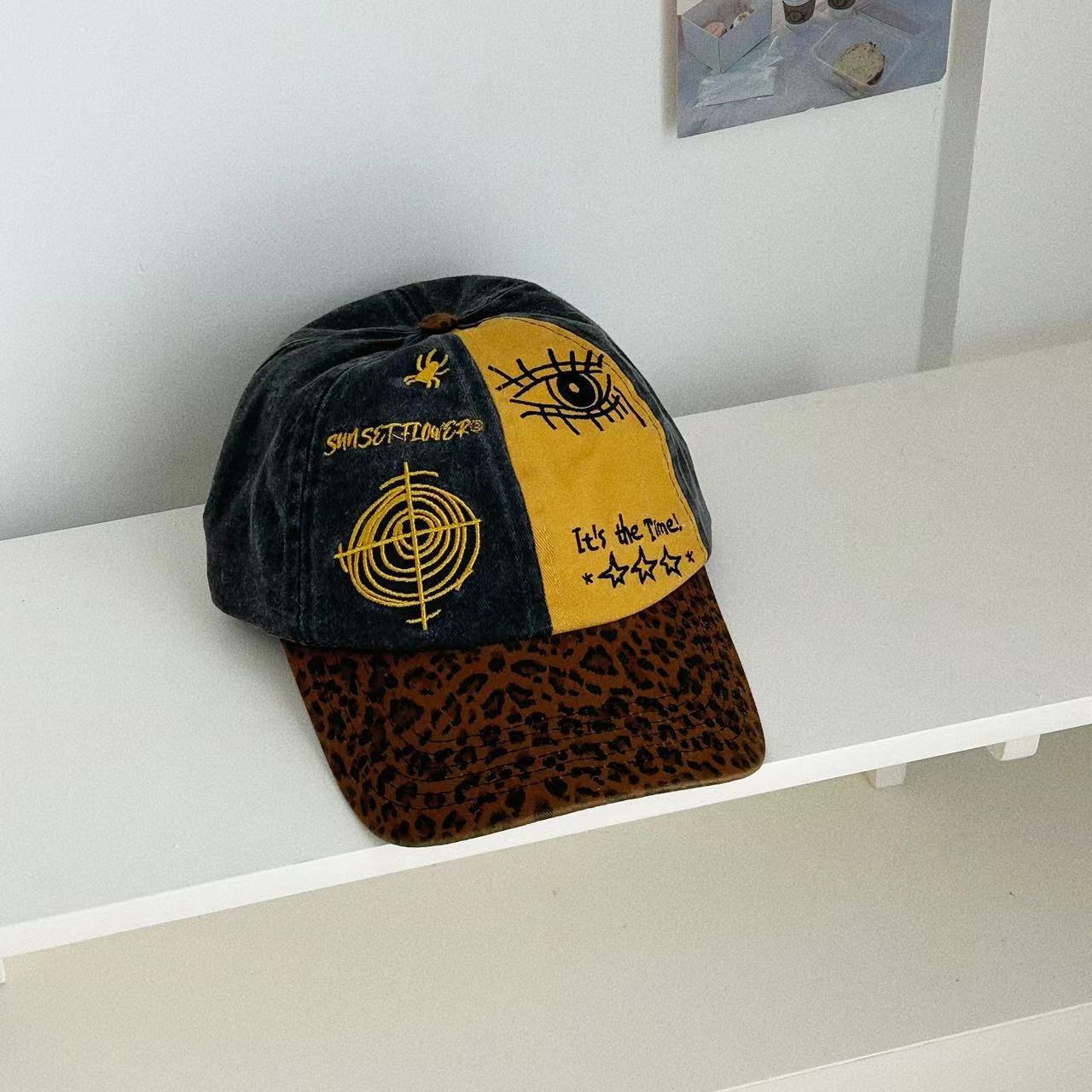 Picture color y2k leopard print baseball cap women men street fashion hat