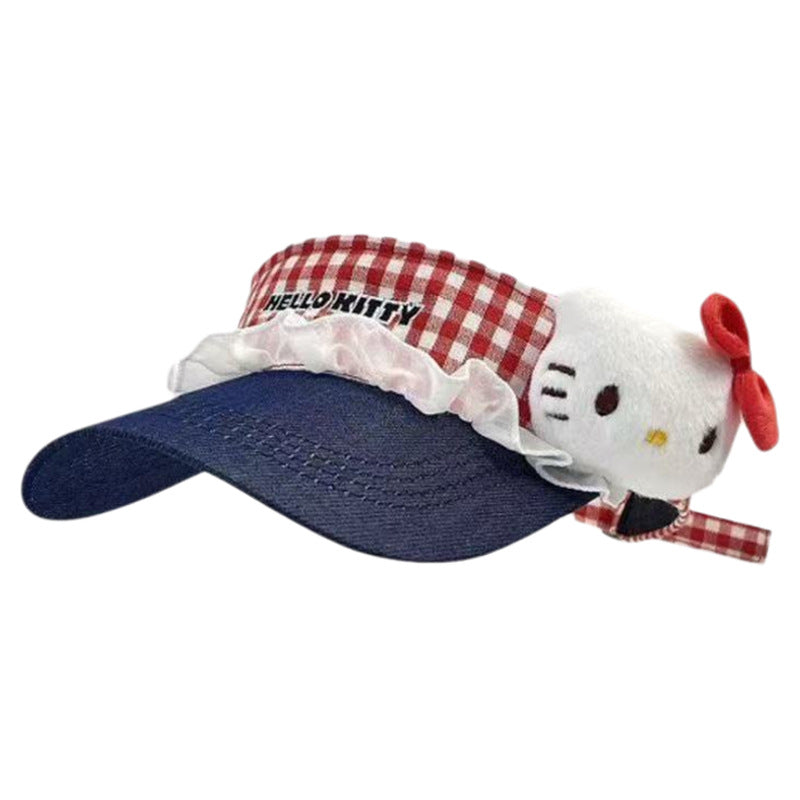 Cute empty top hat kitty cat embroidered sun hat women summer outdoor travel cap