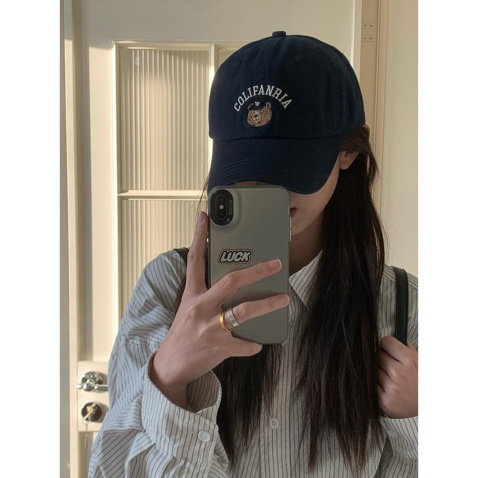Cute Bear Embroidered Baseball Cap Korean Style Couple Duck Hat