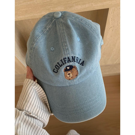 Cute bear embroidered baseball cap korean style couple duck hat