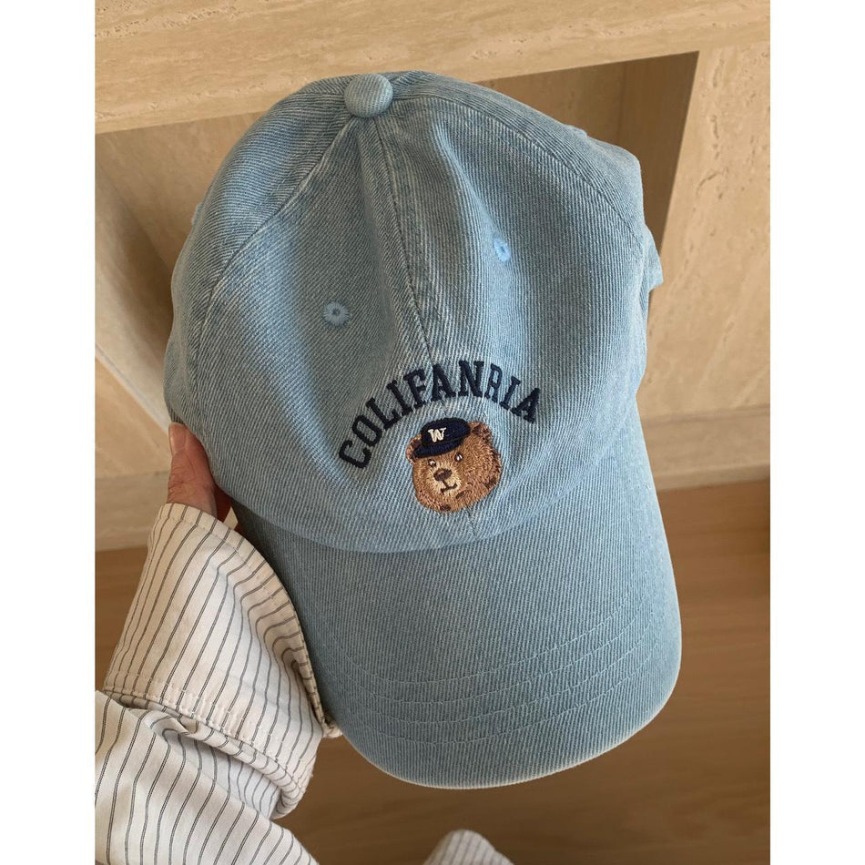 Cute bear embroidered baseball cap korean style couple duck hat