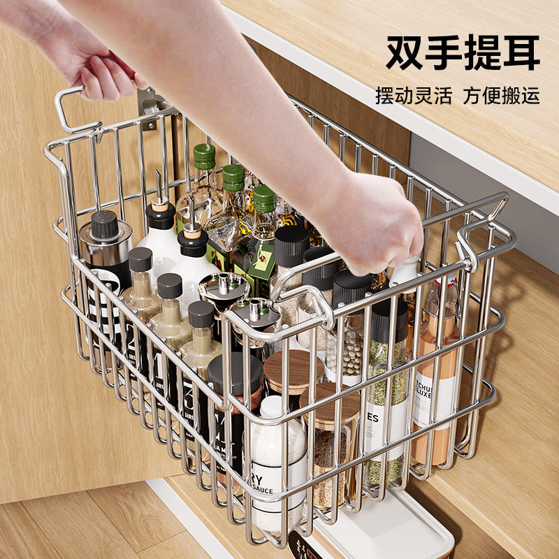 304 Stainless Steel Storage Basket for Kitchen & Bathroom Use