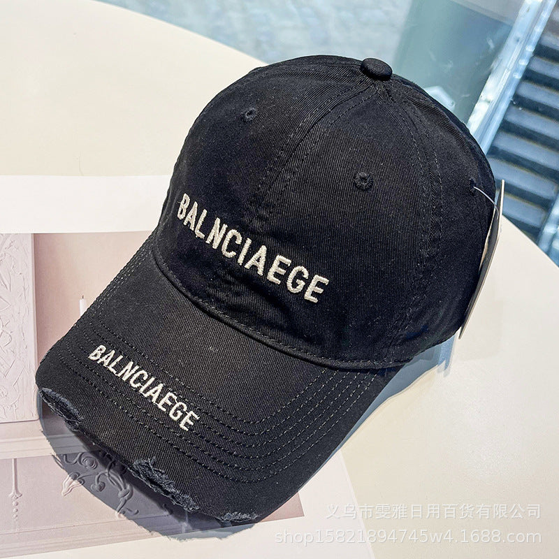 Navy blue letter embroidered baseball cap korean style sunshade sports hat