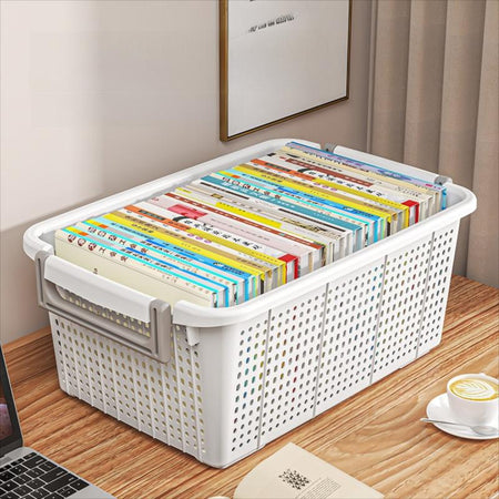Large Capacity Multi Functional Desktop Storage Basket — white