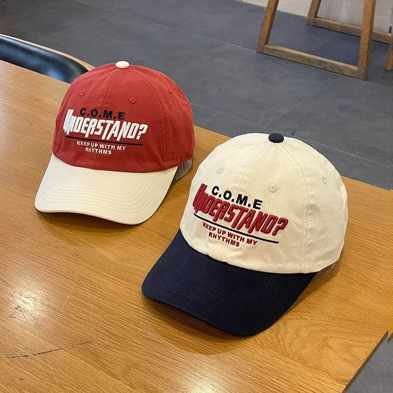 Color Block Baseball Cap Women Men Korean Style Couple Hat