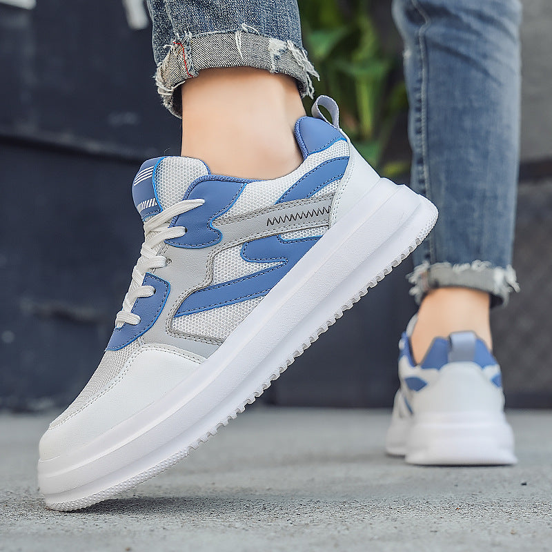 Men’s Thick-Soled Mesh Breathable Low-Top White Sneakers