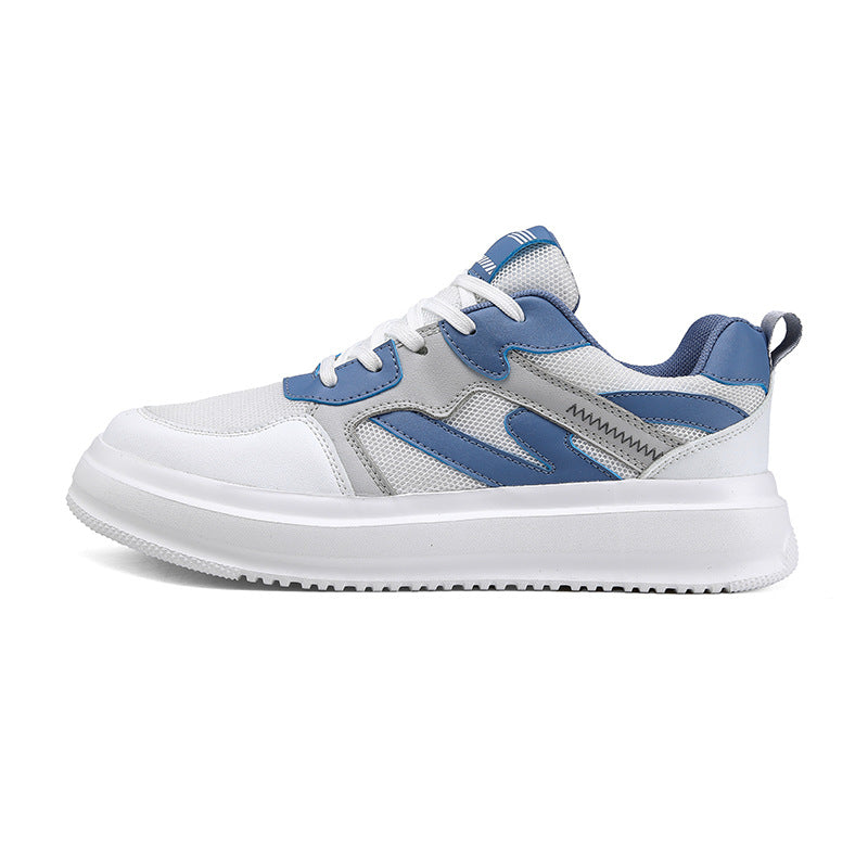 Men’s Thick-Soled Mesh Breathable Low-Top White Sneakers