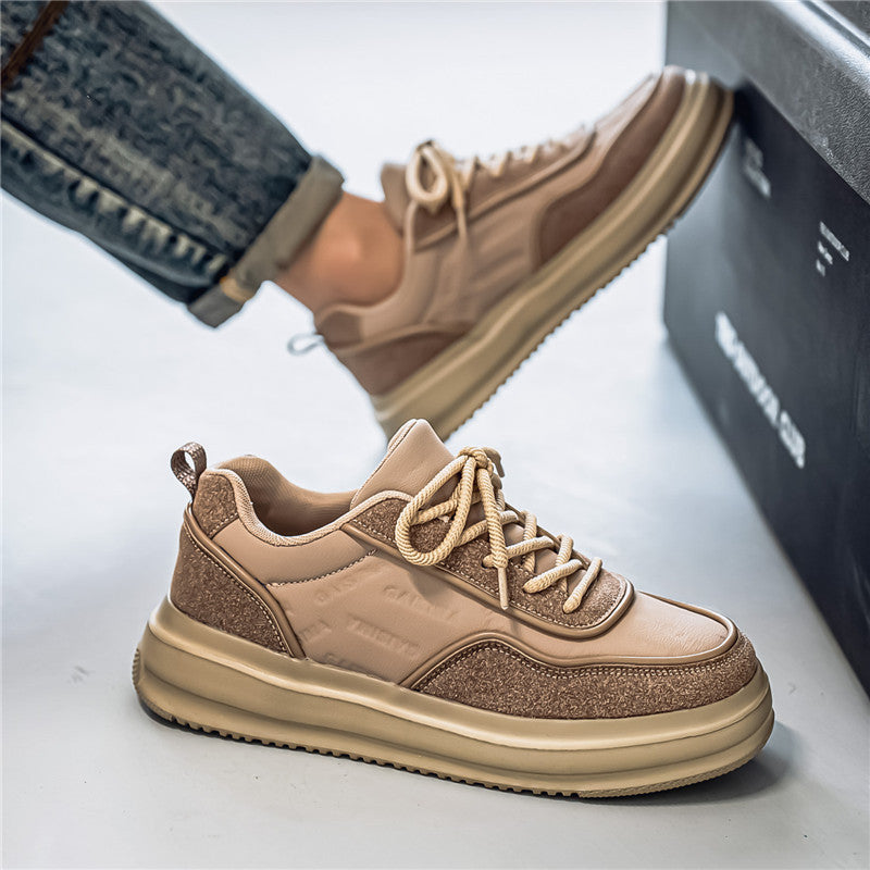 Men's Retro Thick-Soled Leather-Covered Low-Cut Sneakers
