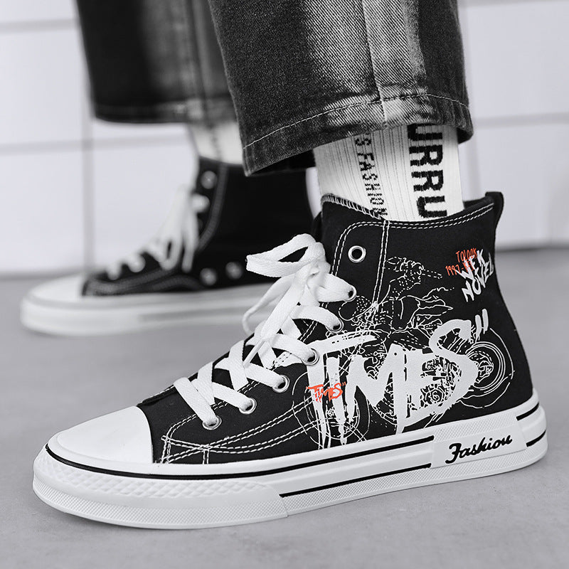 Men's Spring/Autumn Youth High-Top Canvas Sneakers