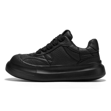 Men’s Leather Thick-Soled Low-Top White Casual Sneakers