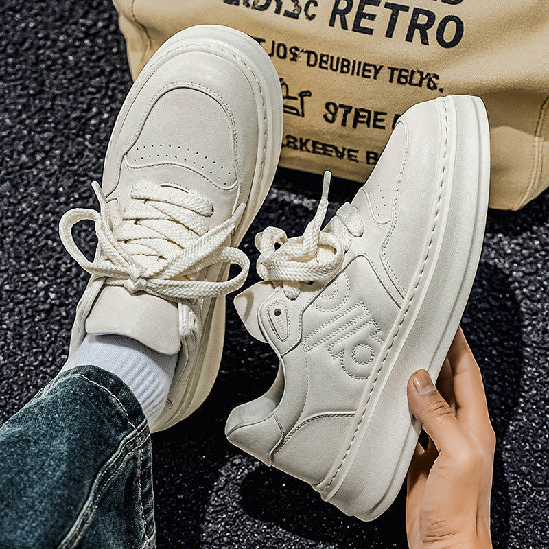 Men’s Low-Top White Retro Casual Sneakers Hong Kong Style