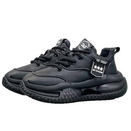 Men’s Leather Low-Top Thick-Soled Casual Dad Sneakers