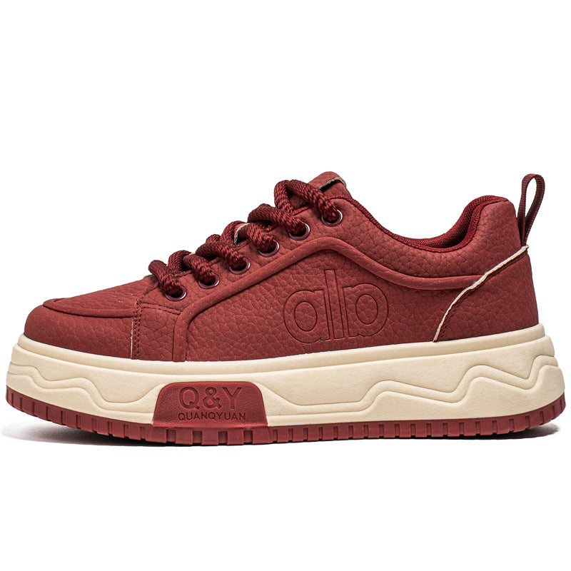 Men’s Leather Thick-Soled Height-Increasing Low-Top Sneakers