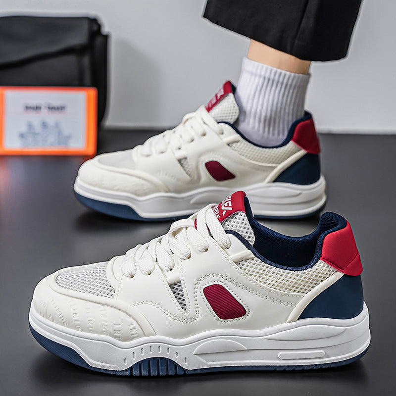 Men’s White Mesh Sneakers Korean Style Thick Sole Casual Shoes
