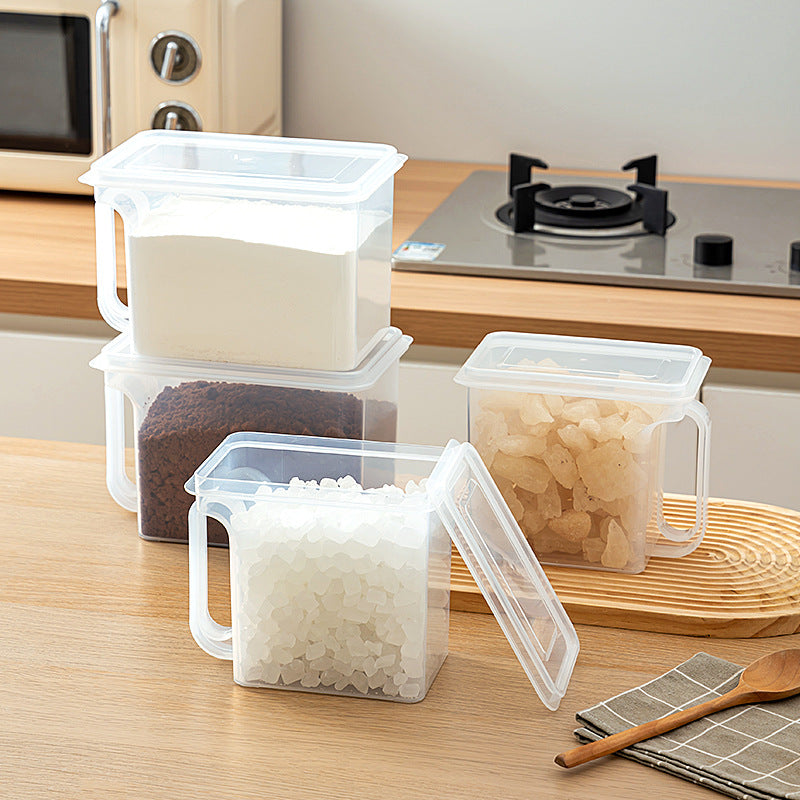 Transparent Lidded Spice Storage Box for Kitchen Cabinet