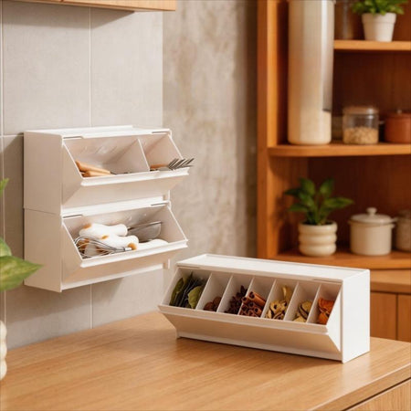 Wall Mounted Magnetic Spice Storage Box with — wall-mounted white