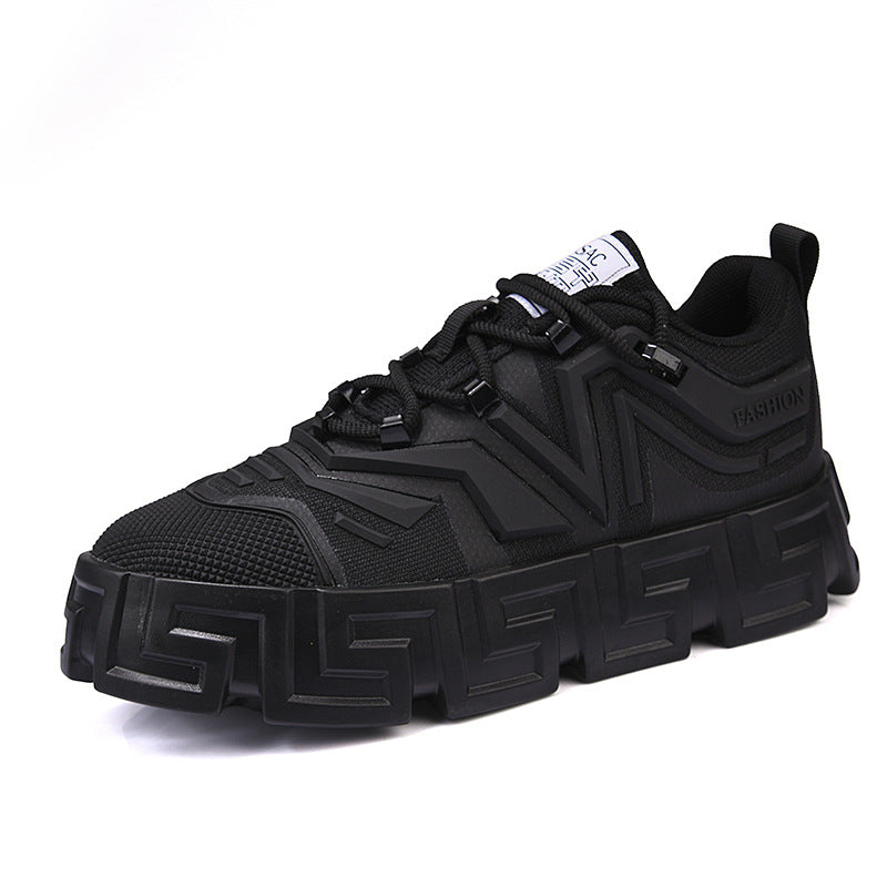 Men’s Greek Pattern Platform Sneakers, Large Size Casual