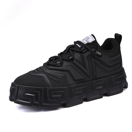 Men’s Greek Pattern Platform Sneakers, Large Size Casual