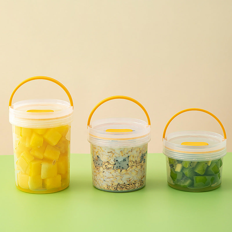 Portable Round Food Lunch Box with Sealed Preservation Lid