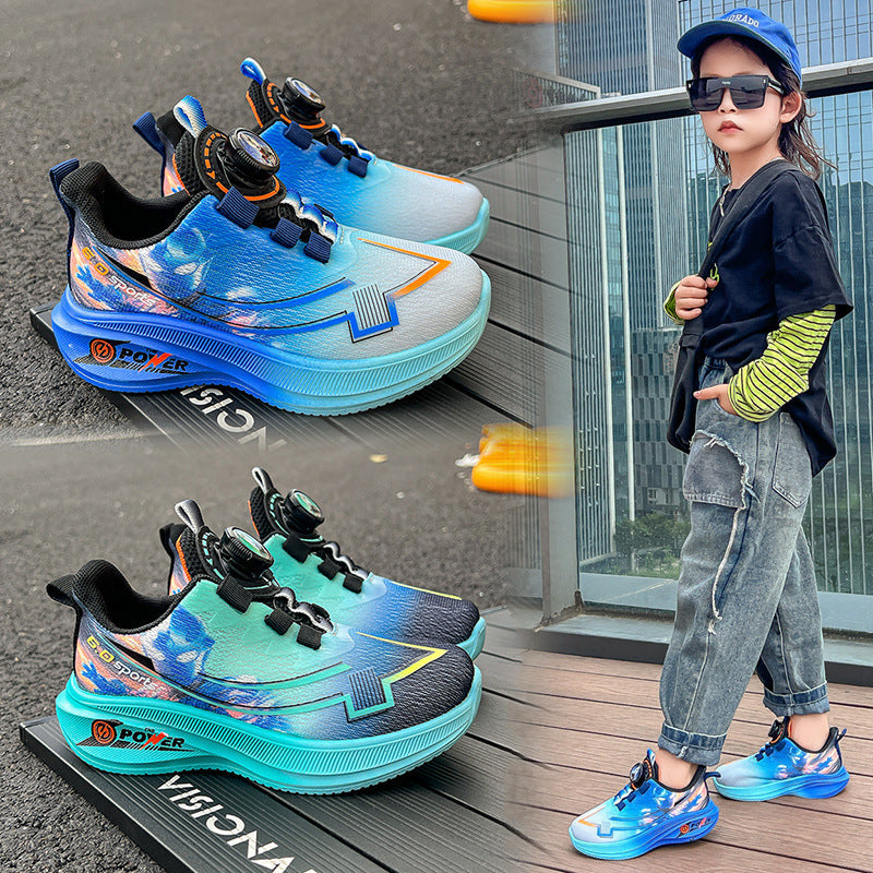 Blue kids athletic shoes with lightweight and breathable design for active wear
