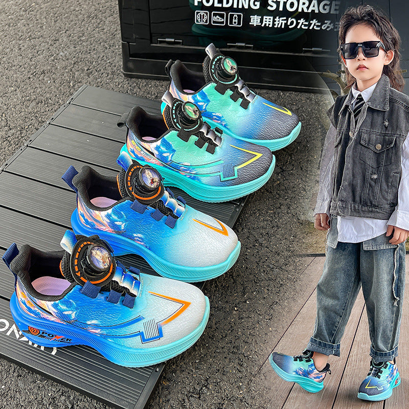 Boys Gradient Running Shoes Lightweight Soft Sole Sneakers