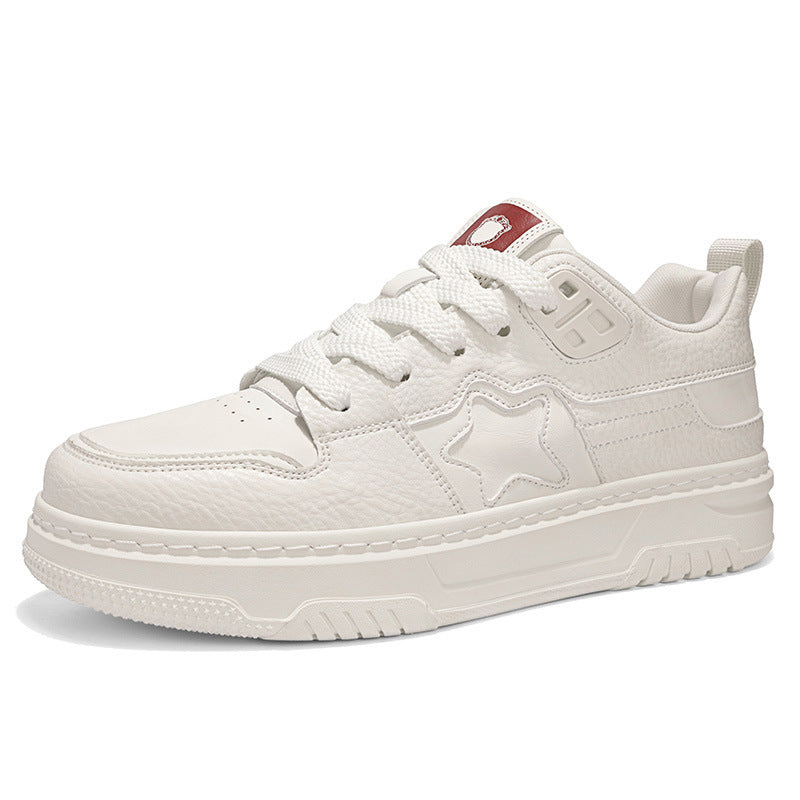 Men’s Leather Thick-Soled Low-Top Casual Sneakers
