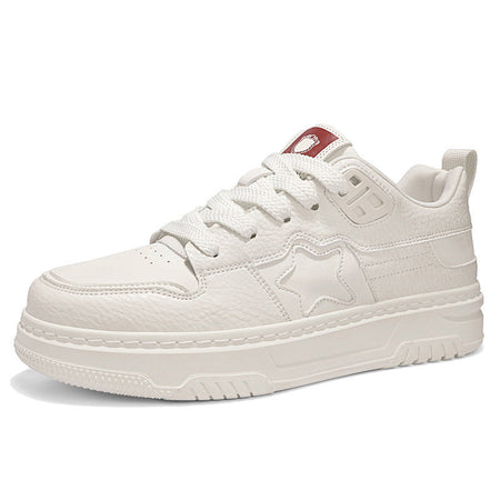 Men’s Leather Thick-Soled Low-Top Casual Sneakers