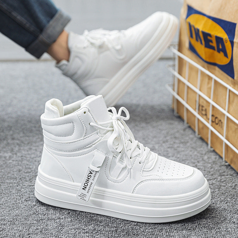 Men’s High-Top Leather White Casual Fashion Sneakers