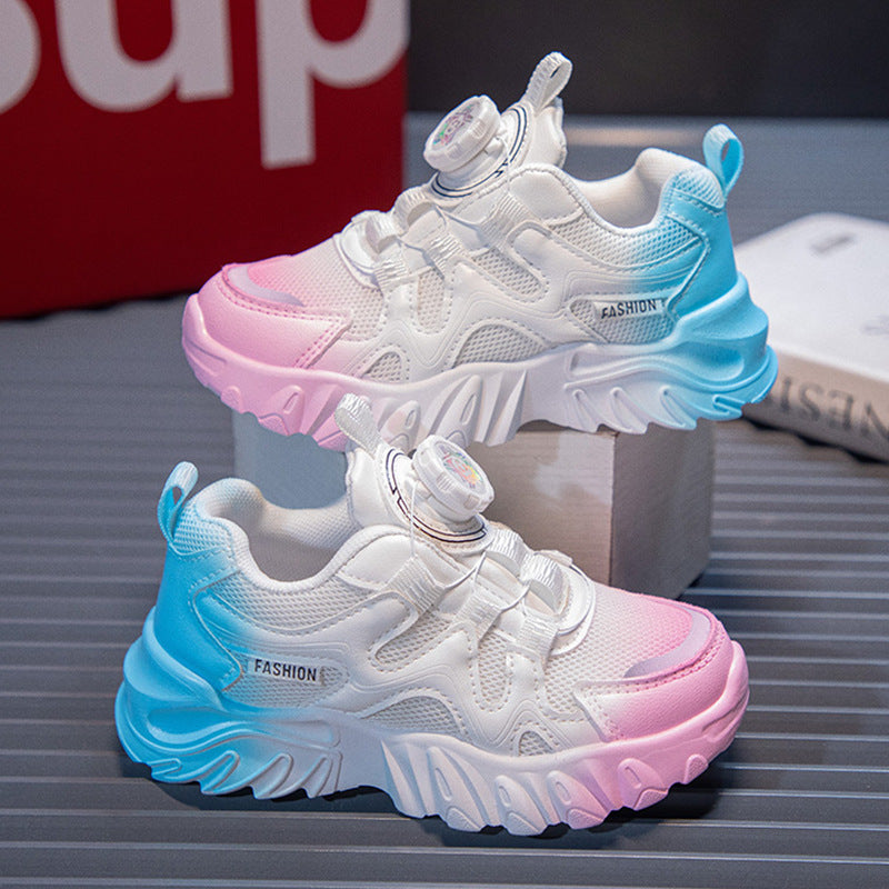 Girls Breathable Dad Sneakers Soft Sole Casual Running Shoes