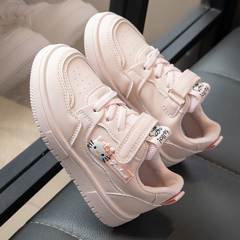 Girls White Sneakers Soft Sole Korean Style Casual Shoes