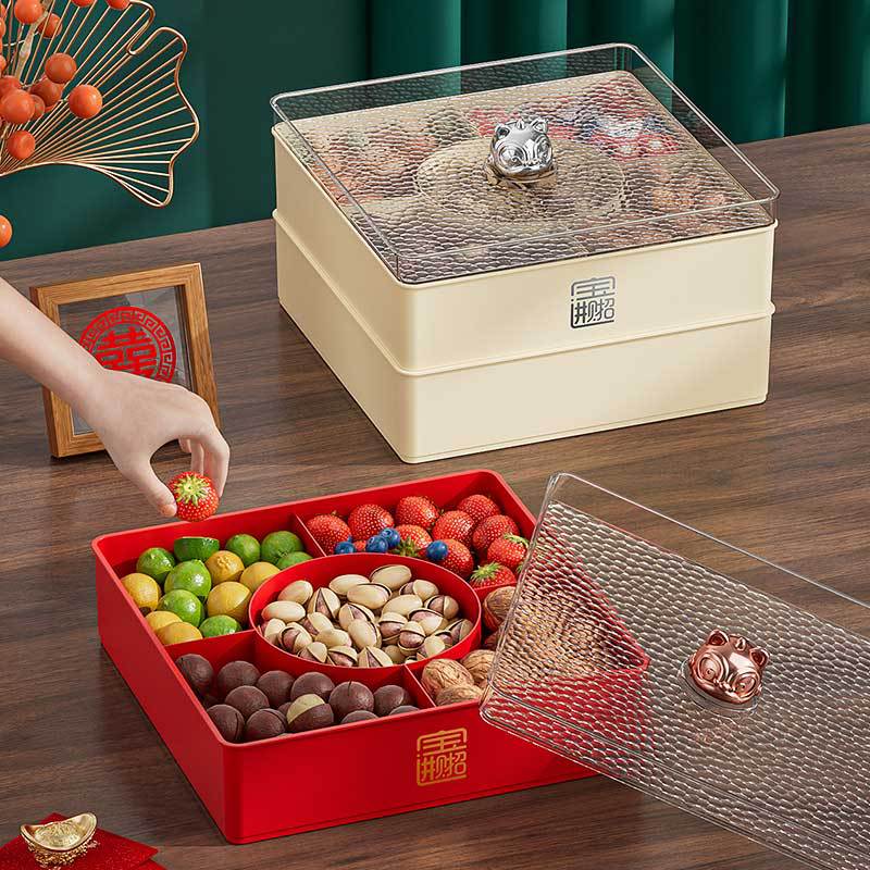 Double Layer Festive Fruit & Candy Storage — 2-tier red