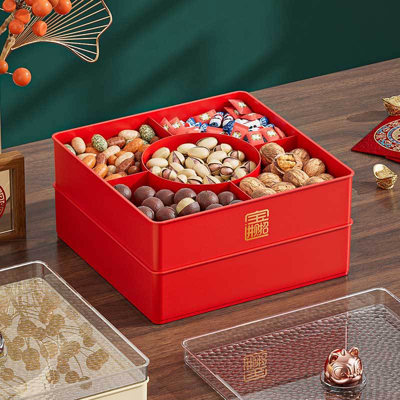 Double Layer Festive Fruit & Candy Storage Plate with Lid