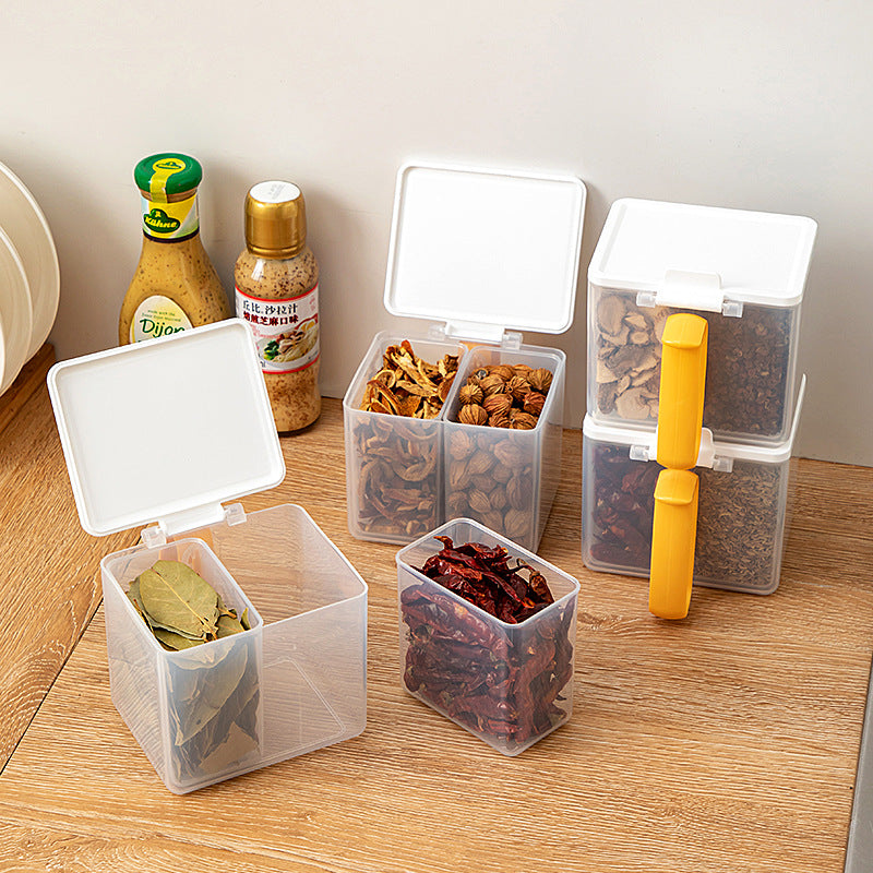 Transparent Multi-Grid Spice Storage Box with Lid — 3-tier clear